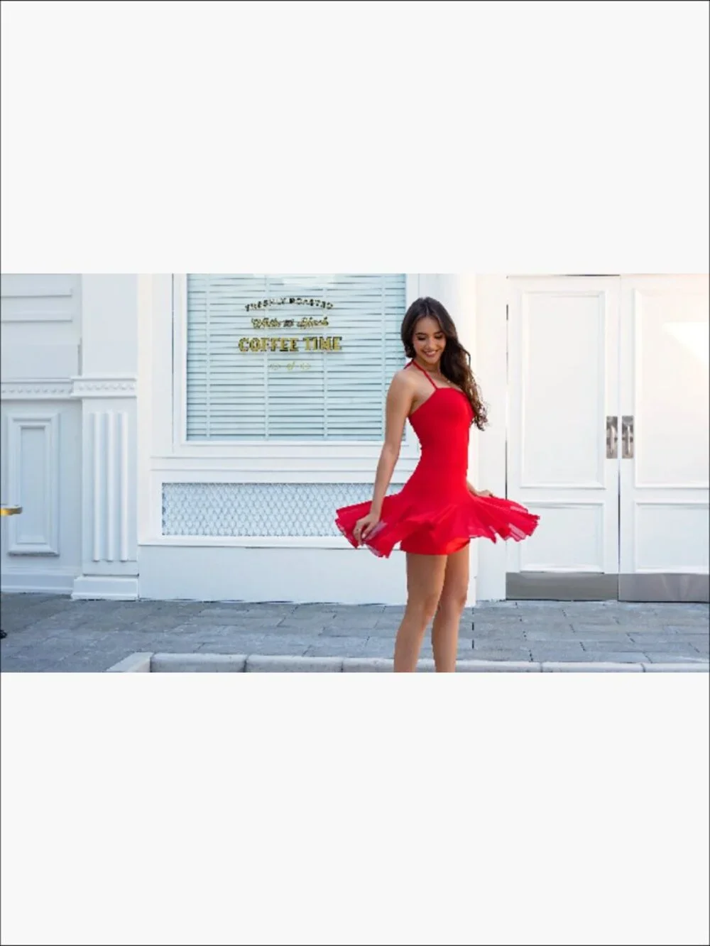 Halter Backless Mesh Mini Dress with Ruffle Hem for Night Out - Picture 6 of 6